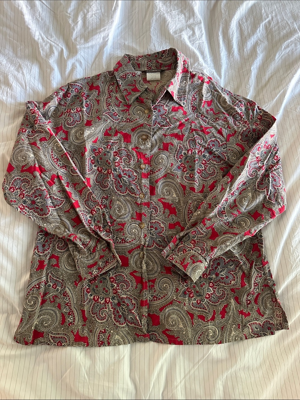 Vintage Willowbend - Paisley Button-Up Shirt - Red & Cream - Large